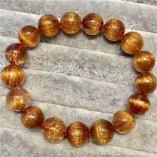 Натуральный Золотой титановый рутилированный кварт бусины мощность браслет 10,8 мм AAAA