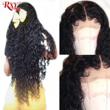 RXY волна воды парик 360 кружева фронта al парик предварительно сорвал с волосами младенца бразильские кружева фронта человеческих волос парик для черных женщин remy волос