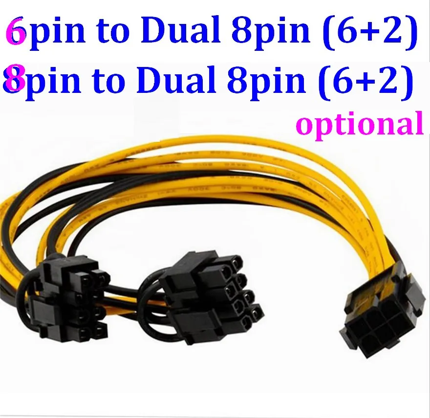 GPU 6 pin/8pin 8 pin Female to dual PCI E Express 8pin (6 + 2 pin) Мужской кабель Питания Провод для