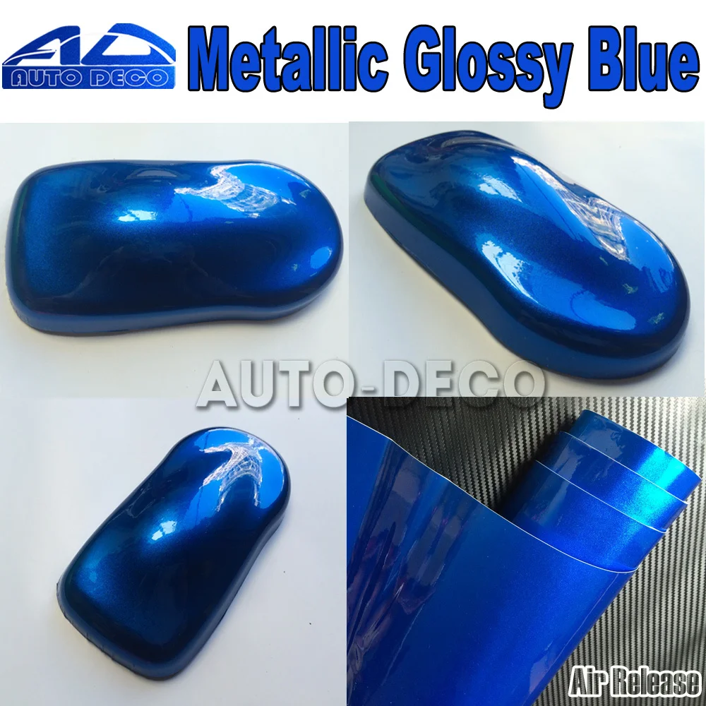 Sharp Metallic Glossy Blue Car Vinyl Wrap Metal Film Sheet With Air