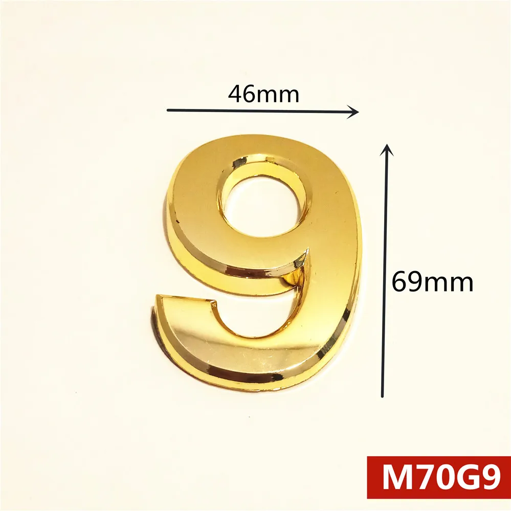 M70G亮金70mm塑料门牌=9号