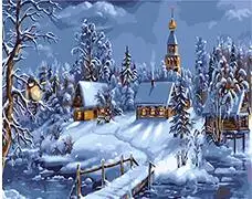 

MaHuaf-X1349 Christmas village painting by numbers DIY digital oil painting on canvas coloring by numbers for home decor