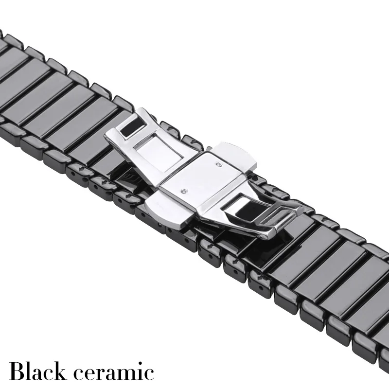 20 мм, 22 мм, керамический матовый ремешок для huawei watch 2/2 pro/huawei WATCH GT 2/honor magic watch 2 для samsung Galaxy 42 мм, 46 мм - Цвет: Черный