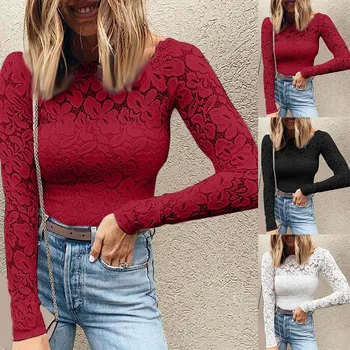 

Autumn womens blouses and tops Wear New one-word Lace Sexy Long-Sleeved women shirt blusas dama blusas mujer de moda 2019