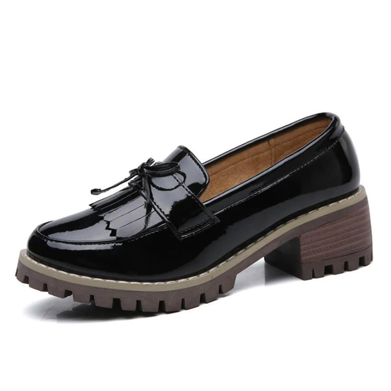 Coins apricot 35 Rétro Chaussures Avec Cuir noeud Papillon 2018 En Femmes 41 Verni Taille Noir Mocassins Occasionnels rouge WTFOWq0wS