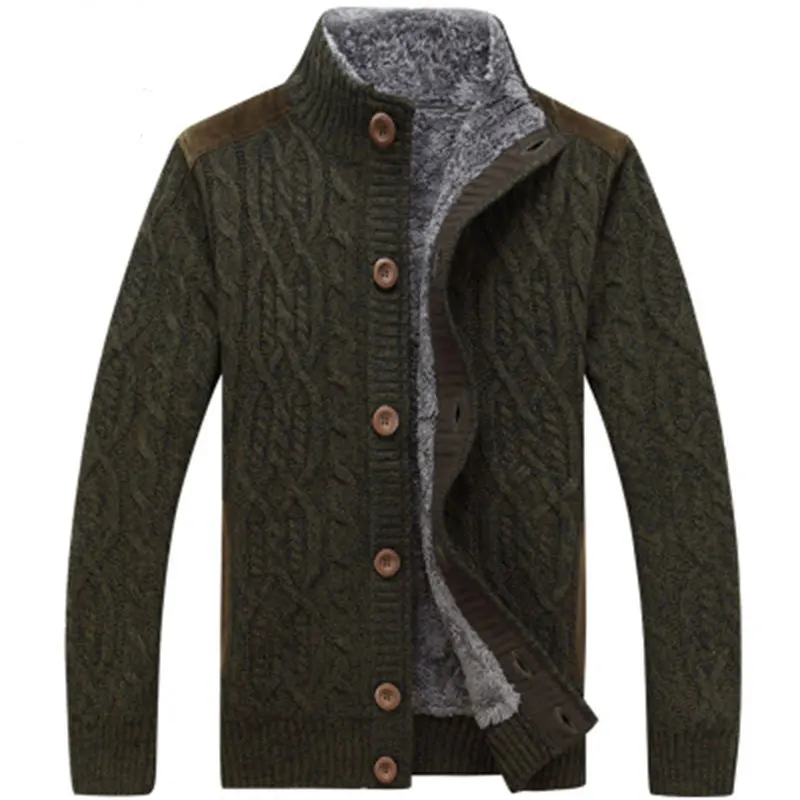 

Men's SweaterCoat Faux Fur Wool Sweater Jackets Autumn Winter Men Single shot buckle Knitted Thick Coat Casual Knitwear M-3XL