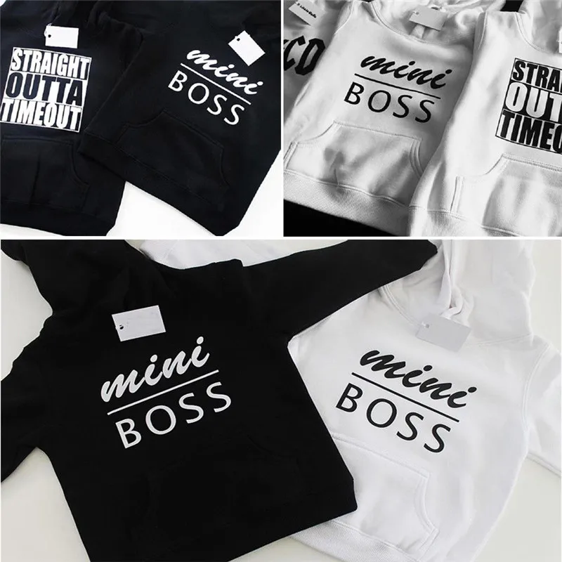 

Newborn Children KIds Baby Boy Girl Hoodie Letter Printed Long Sleeve Tops Hooded Sweatshirt Casual Outdoor Sport Black White