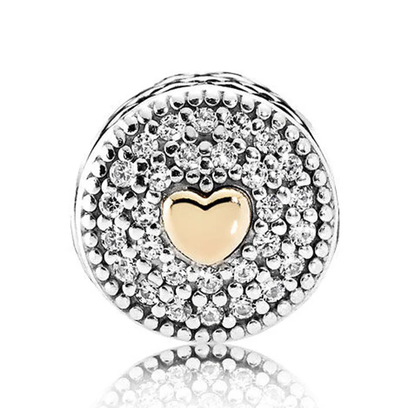 

Top Quality 925 Sterling Silver Beads Gold Color Heart AFFECTION With Clear CZ Charm Fit Pandora ESSENCE Bracelet Diy Jewelry