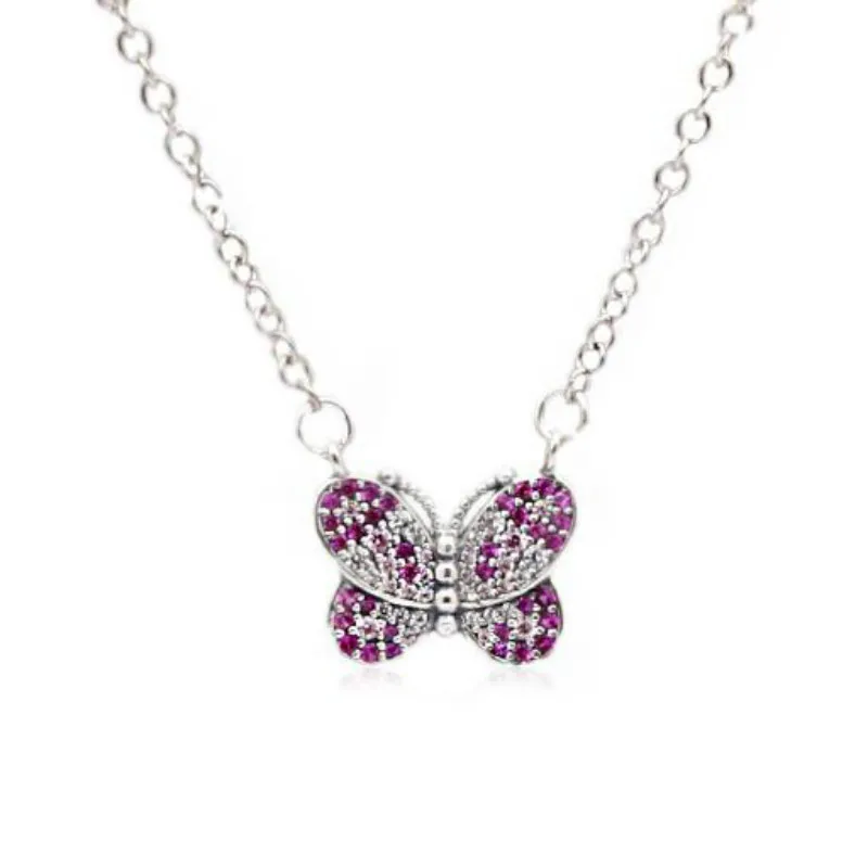 

925 sterling silver jewelry new set necklace pendants butterfly necklace