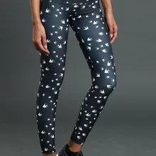 Женские Ласточки с принтом фитнес быстросохнущие леггинсы для упражнений Высокая талия полная длина энергии брюки ropa mujer