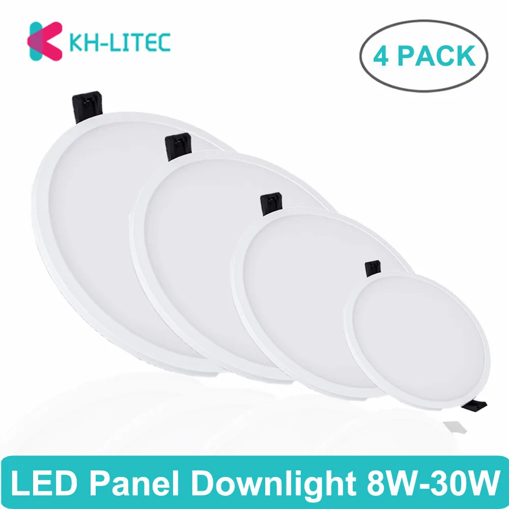 KHLITEC-4-PACK-Ultra-Thin-Led-Downlight-8W 16W 22W 30W-Round-LED-Panel-Recessed-Light-85-265V-LED-Ceiling-Lamp-For-Indoor
