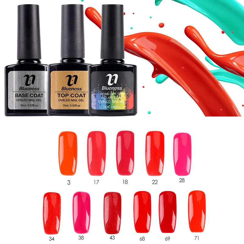 

Blueness 15ml/bottle Gel Polish Red Series Pure Color Nail Gel Polish Long Lasting Soak Off Nail Art UV Lacquer Varnish