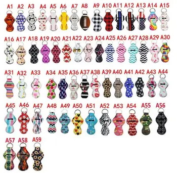 

100pcs/lot many colors stock Neoprene keychain chapstick holder for sale