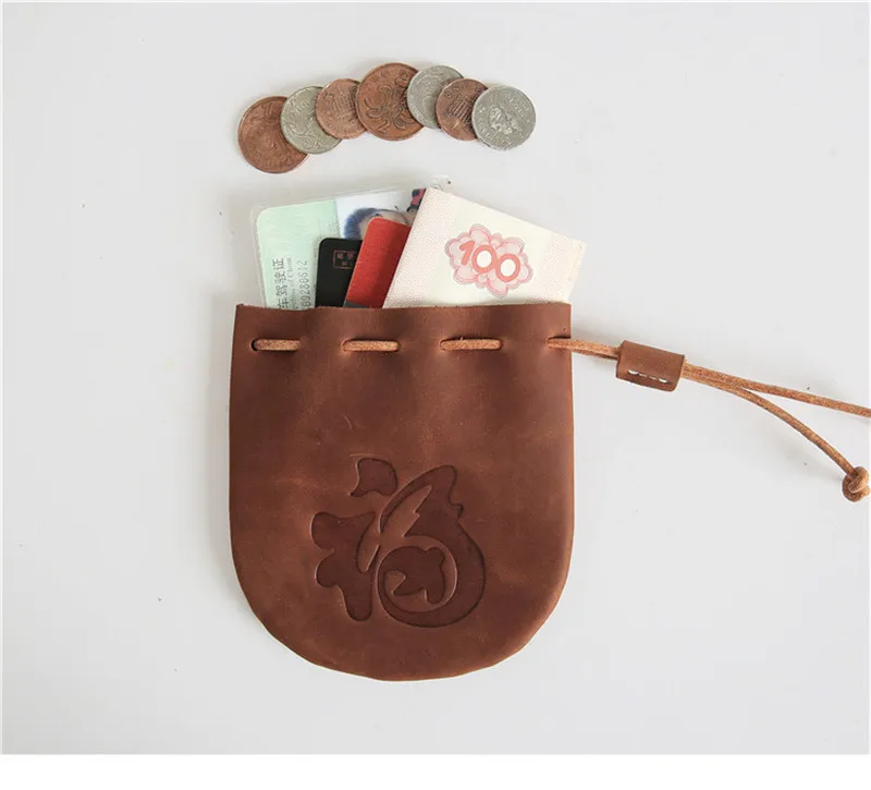 Натуральная кожа, сумка для монет, винтажный кошелек на удачу, сумка-мешок, Дамский кошелек, органайзер, милые сумки для денег, сумка