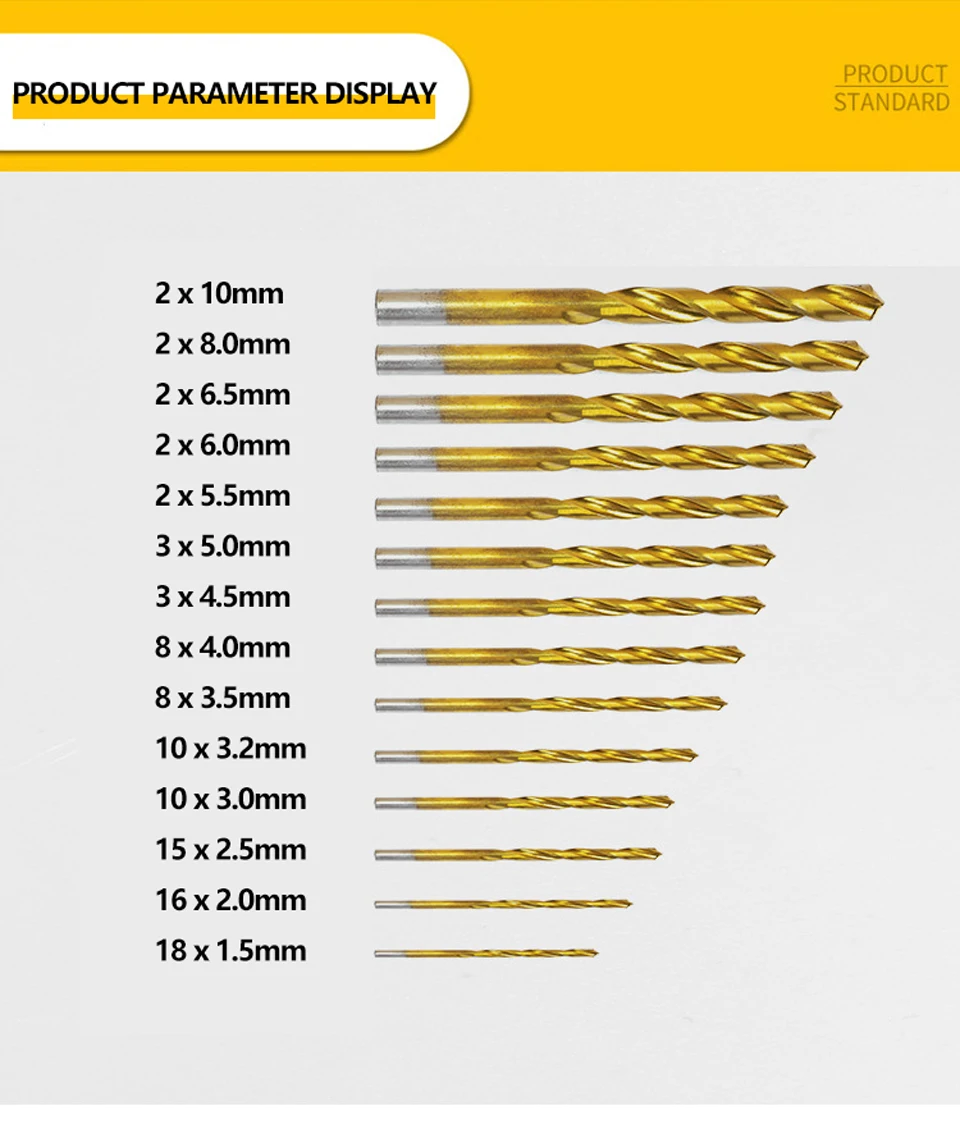 99PCS HSS Twist Drill Bit Set 1.510mm Titanium Coated Surface 118 Degree For Drilling Metal DIY