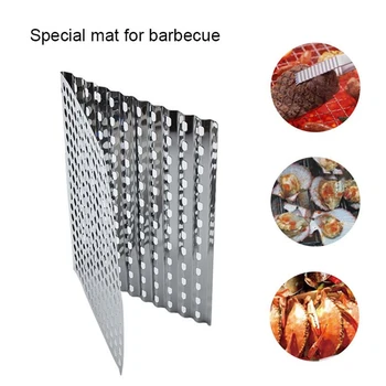 

BBQ Mat Folding Mesh Barbecue Wire Stainless Steel Non-stick Campfire Outdoor Cookware Heat Resisting BBQ Spare Toasted Plate