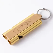 150 дБ двойная труба сталь походный брелок свисток выживания Открытый нержавеющей высокий аварийный децибел