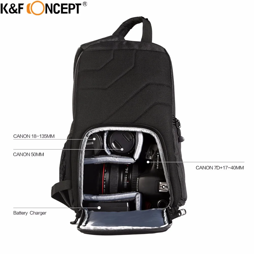 K& F концепция слинг мессенджер рюкзак большой емкости камера сумка с дождевиком для Canon Nikon sony камера сумка с дождевиком