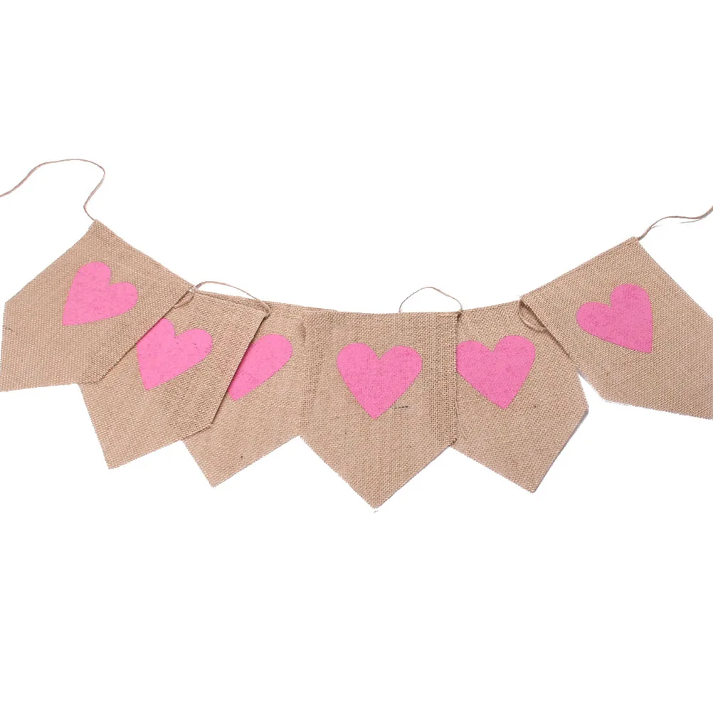 6 шт. винтажные флажки с розовым сердцем из джутовой ткани|banner bunting|banner fabricbanner vintage