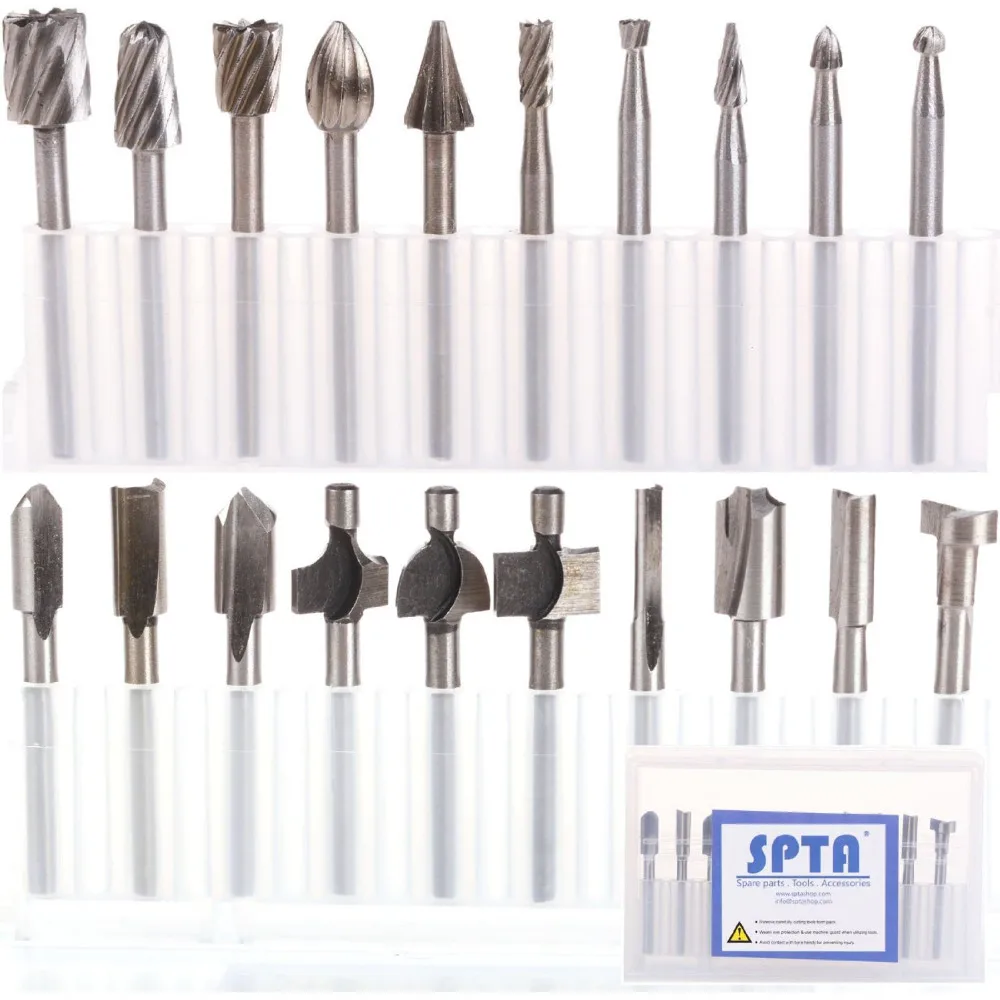 SPTA HSS Router Carbide Engraving Bits & Router Bit For Proxxon Dremel