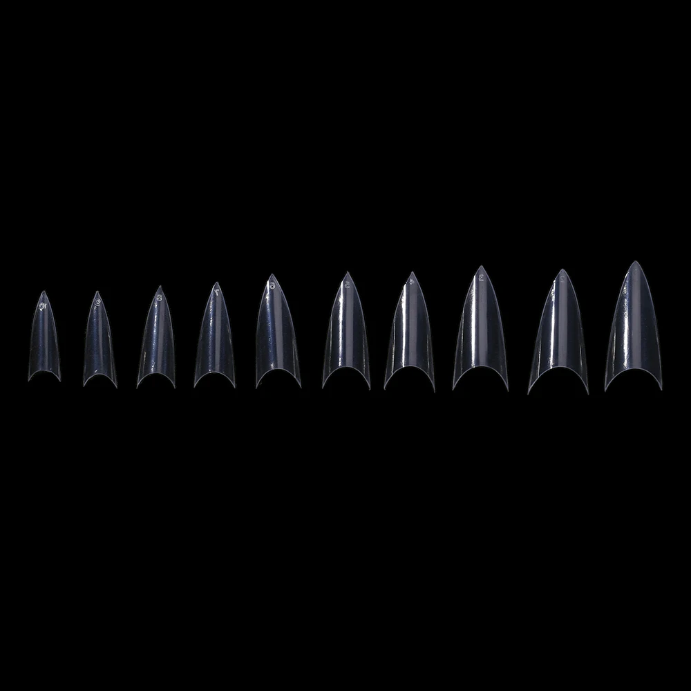 

L 500pcs pointed Nails Fake Nail Tips Clear half Cover Ballerina Acrylic False Nails 10 Sizes- for Nail Salons and DIY Nail Art,