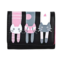 Женский кошелек из искусственной кожи с мультяшным котом, футляр для карт, Дамский Повседневный клатч, сумочка для денег, короткий кошелек WML99