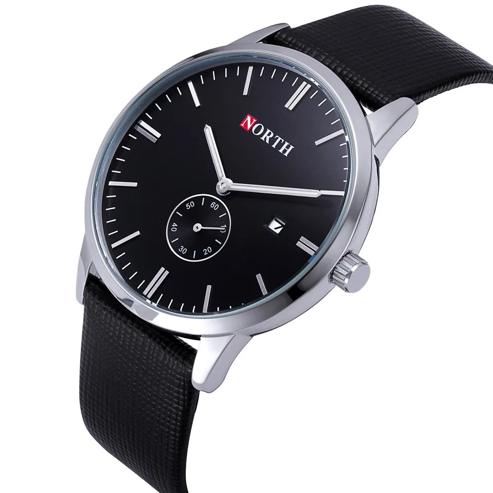 

NORTH Stainless Steel Calendar Leather Men's Business Quartz Wrist Watch Wrist Watch Relogio Masculino For Dropshipping