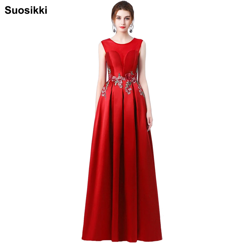 Suosikki/Новинка; длинное платье для выпускного вечера; vestidos de festa; платье трапециевидной формы с цветочным рисунком и рукавами-крылышками; вечернее платье; ; Robe de soiree - Цвет: Красный