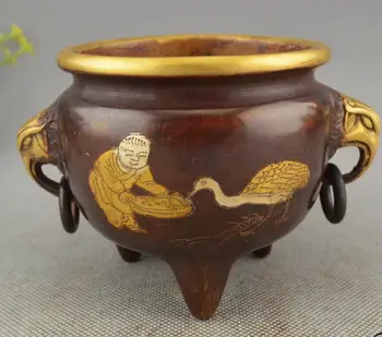 

Marked China Dynasty Bronze Copper Elephant Zun Incense Burner Censer