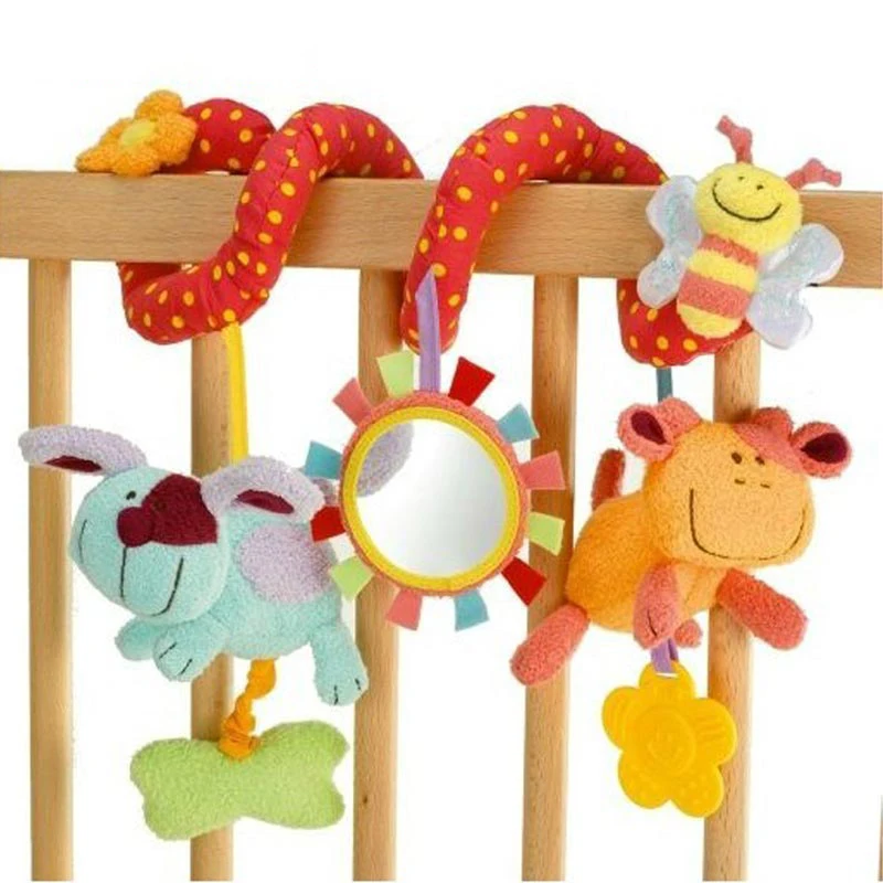 

Cartoon Plush Animal Activity Stroller Toys Infant Baby Cirb Prams Hanging Baby Rattle With Teether Newborn Musical Spiral Toys