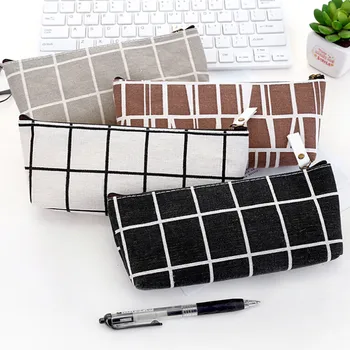 

Large Capacity Pencil Pen Case Cosmetic Makeup Bag Storage Pouch Purse Students School tool sort out stripe soft