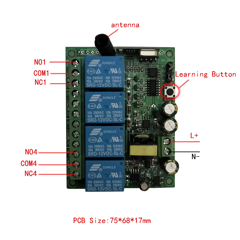 AC 220V 4CH 4 CH беспроводной дистанционный выключатель света переключатель