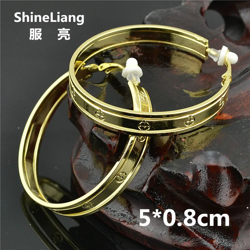 

Clip on ear Earrings for women female fashion jewelry brand Big Circle gold silver round without piercing No hole New Youth girl