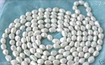 

NEW long 50" 8-9mm baroque white freshwater pearl necklace AA