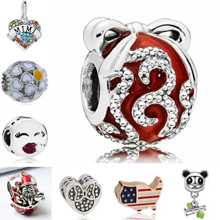 

Luxurious Maxi DIY Jewelry Small Statement Hearts Mickey Pine Cone Map Crystal Charms Beads Fit Pandora Bracelets Women Perles