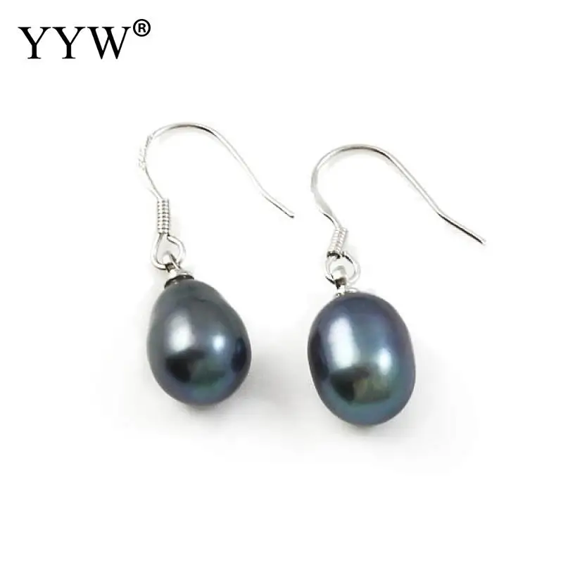 Пресноводные жемчужные серьги тибетские украшения аксессуары мода темно голубая серьга крючок Femme Bijoux 9-10 мм