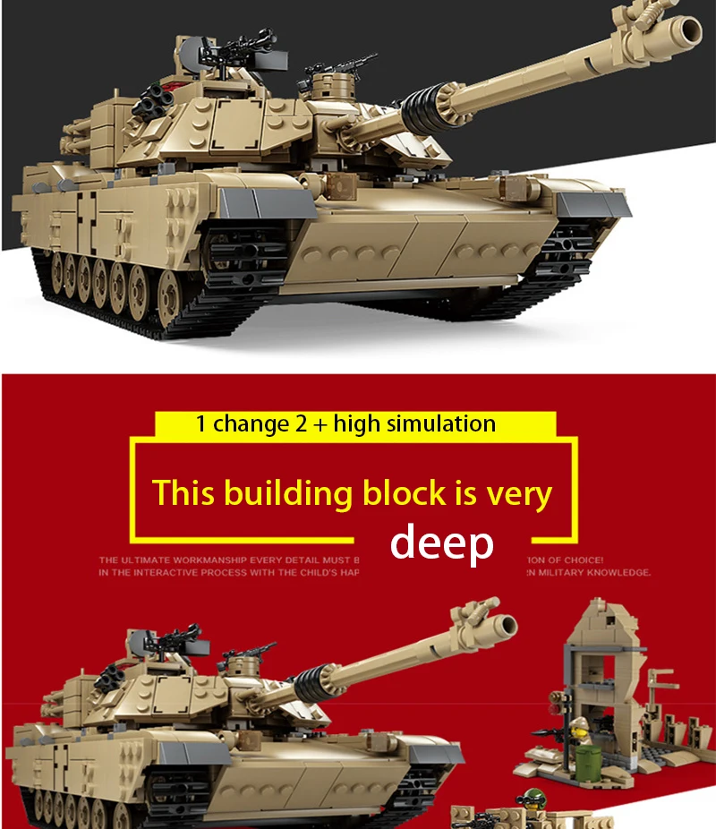 Главная станция Второй мировой войны танк M1A2 строительные блоки модель игрушки 2 вида орфографии классический танк детские игрушки