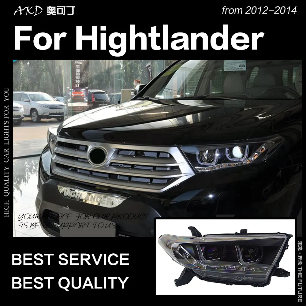 AKD автостайлинг фары Toyota Highlander 2012 2014 Светодиодная… для Kluger DRL Hid ангельские глазки
