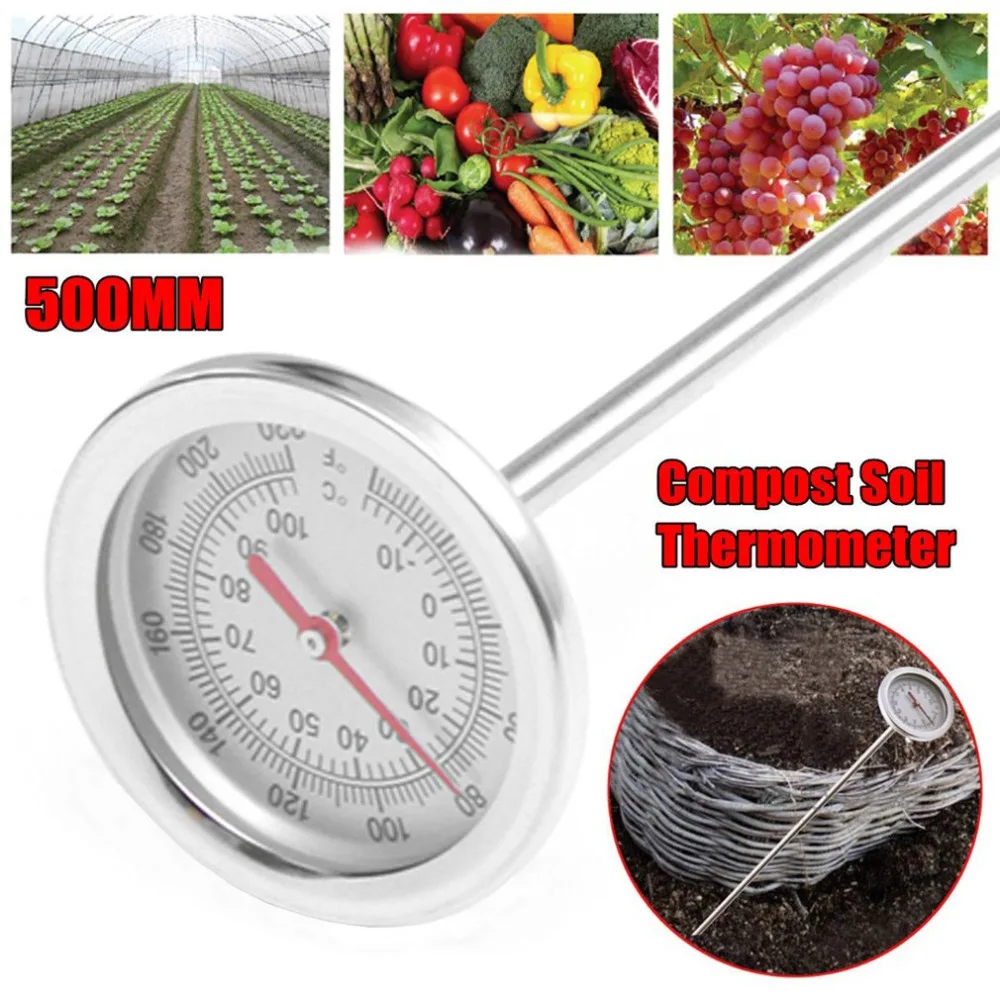 20 дюймов 50 см удлинить компост почвенный термометр для пищевых продуктов класса премиум из нержавеющей стали металла измерительный зонд