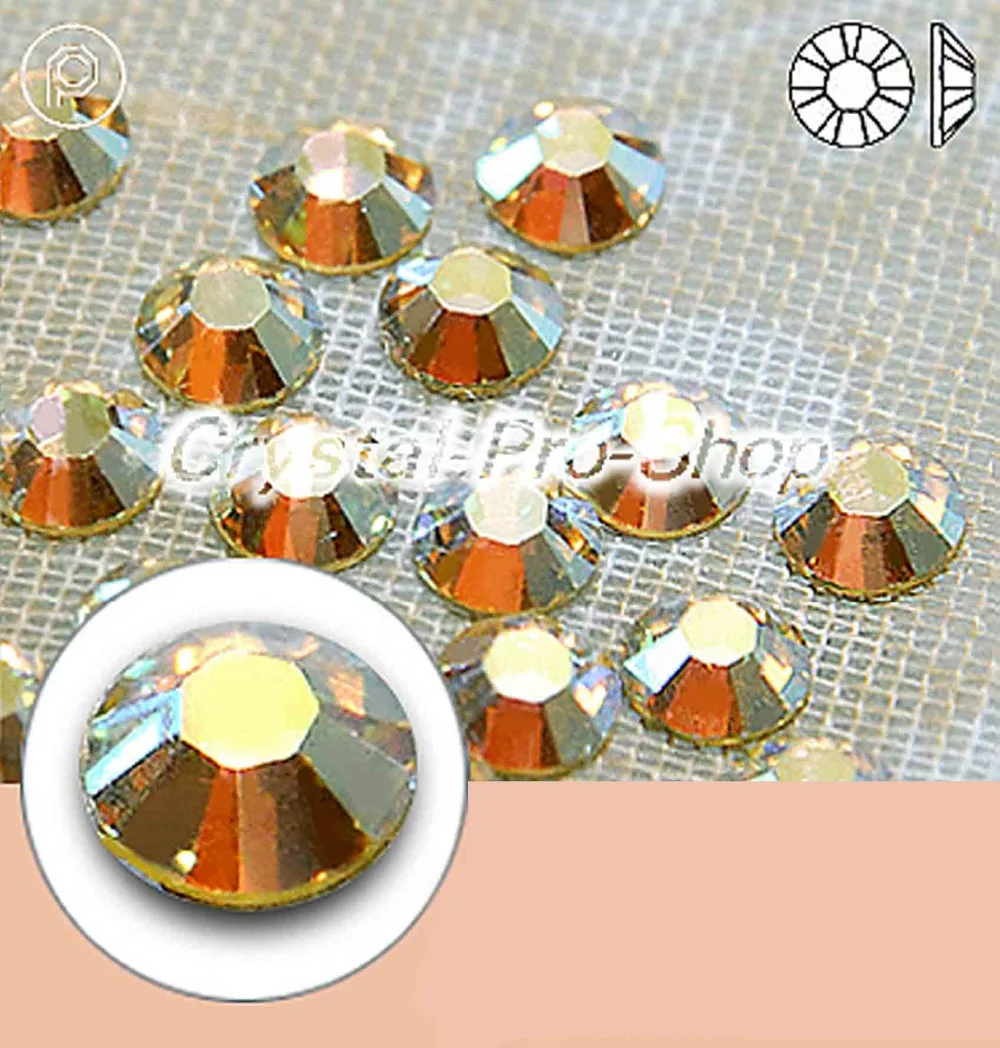 

1440 pieces Original Swarovski Elements AB Jonquil (213AB) Hotfix Iron On ( ss5 , 1.7-1.8mm ) Crystal Flat back Gold Rhinestones