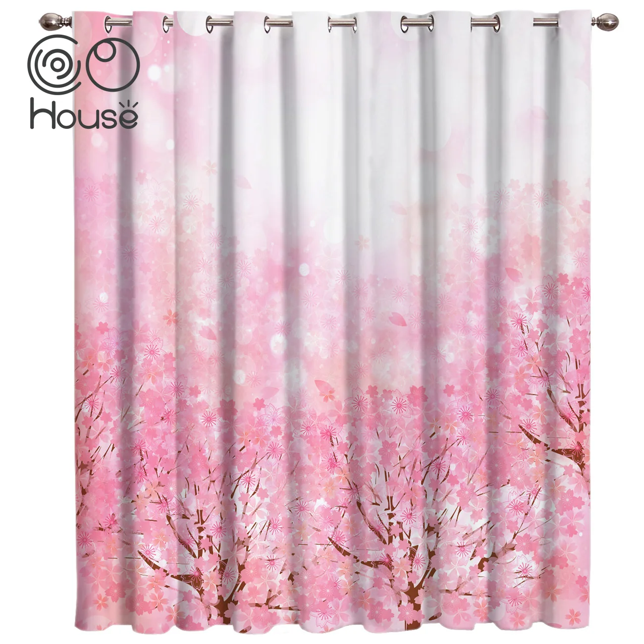 

COCOHouse Japanese Style Cherry Blossoms Curtain Rod Living Room Kitchen Bedroom Indoor Floral Window Treatment Valances Window