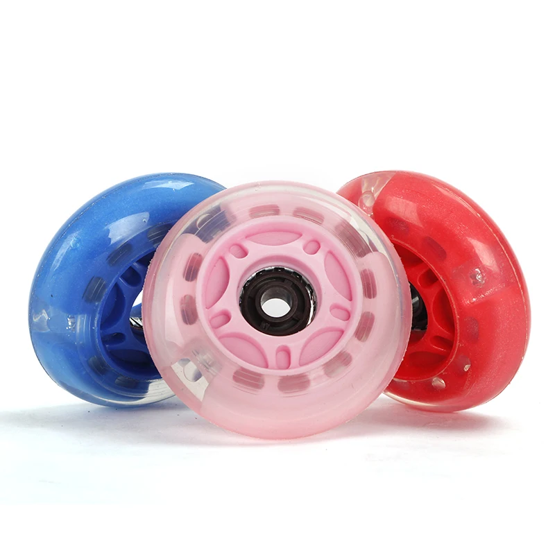 8 قطعة/الوحدة 70 ملليمتر اللمعان الساطع أحذية التزلج الأسطوانة عجلات سباق التعرج/الكبح Rollerblade بو التزلج على الجليد عجلات 3 اللون