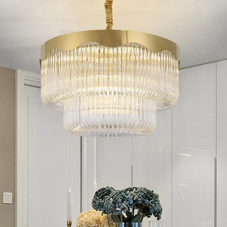 

LED Modern Crystal Chandeliers Lighting Fixture Gold Crystal Chandelier Round Luxury Hotel Home Dining Room Living Room Lamps
