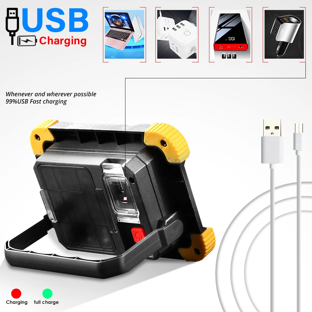 100W Lampe LED COB Portable Spotlight Camping Lamp Lantern USB Charging Work Light 18650 Floodlight Power Bank Searchlight
