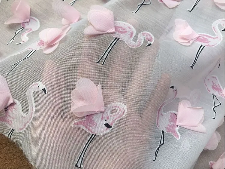Фея 3D огонь Фламинго Качество шифон Одежда Ткань ширина 1,3 метров платье Половина юбка-шаль аксессуары из кружевной ткани