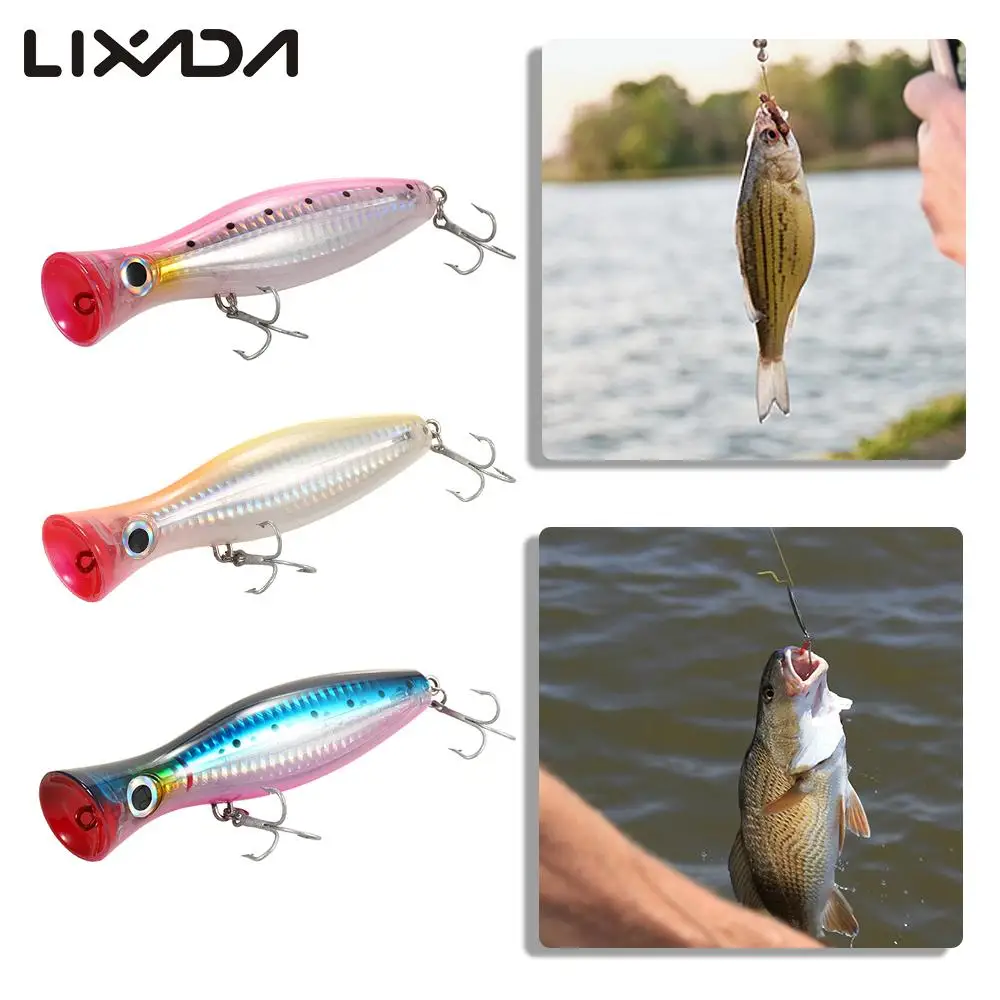 Big Popper Richiamo di Pesca 3D disegno di simulazione Esca affilato Acciaio Ganci con colori vivaci Fishing Tackle Pesca in Big Popper Richiamo di Pesca 3D