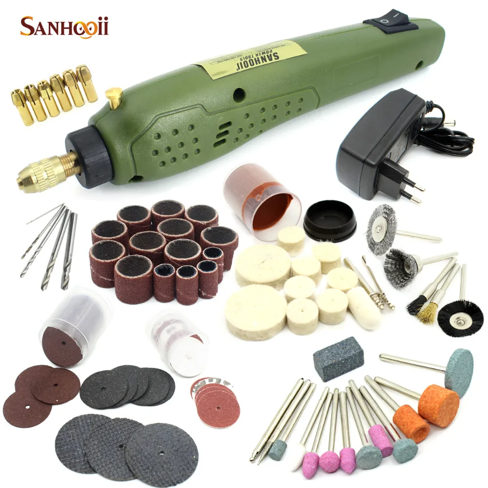 

SANHOOII Mini Power Rotary Tool Electric Drill + Grinding Accessories Set for dremel Engraving Machine Electric Tool kit