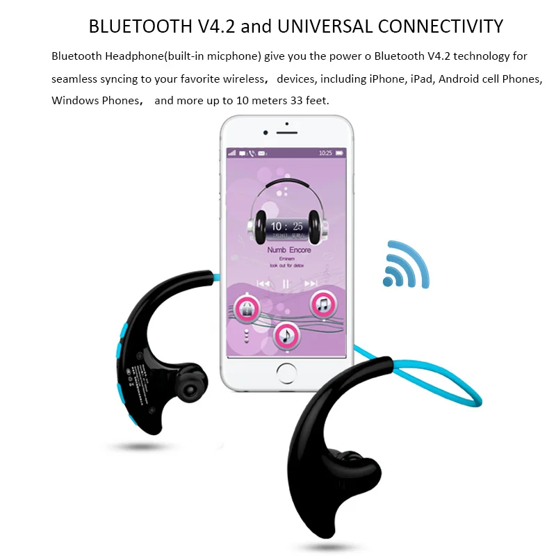 Водонепроницаемый MP3 плеер Bluetooth наушники 3D бас стерео гарнитуры спортивные