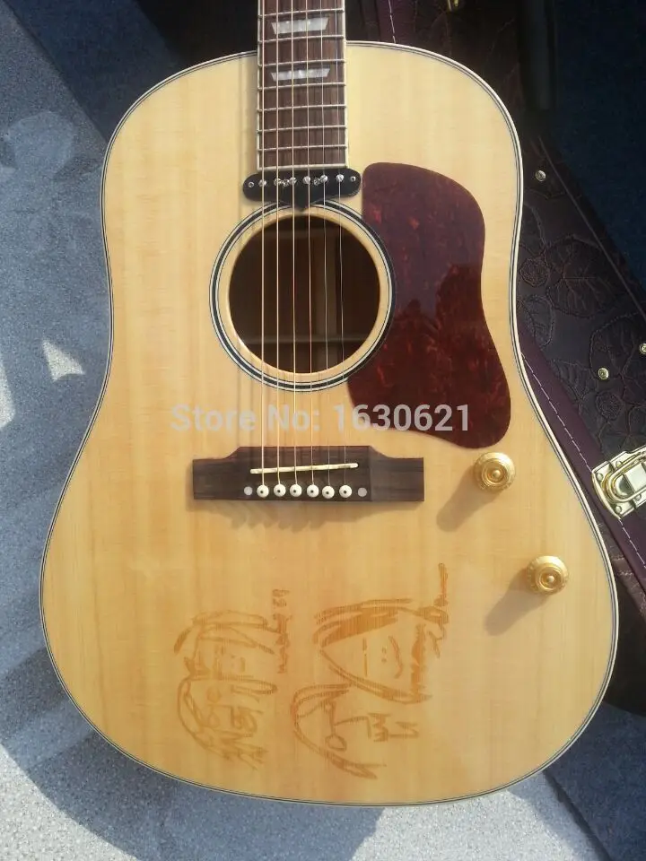 

2019 New + Factory + Natural color Chibson G160 acoustic guitar, John Lennon G160E acoustic guitar with spruce top drawing