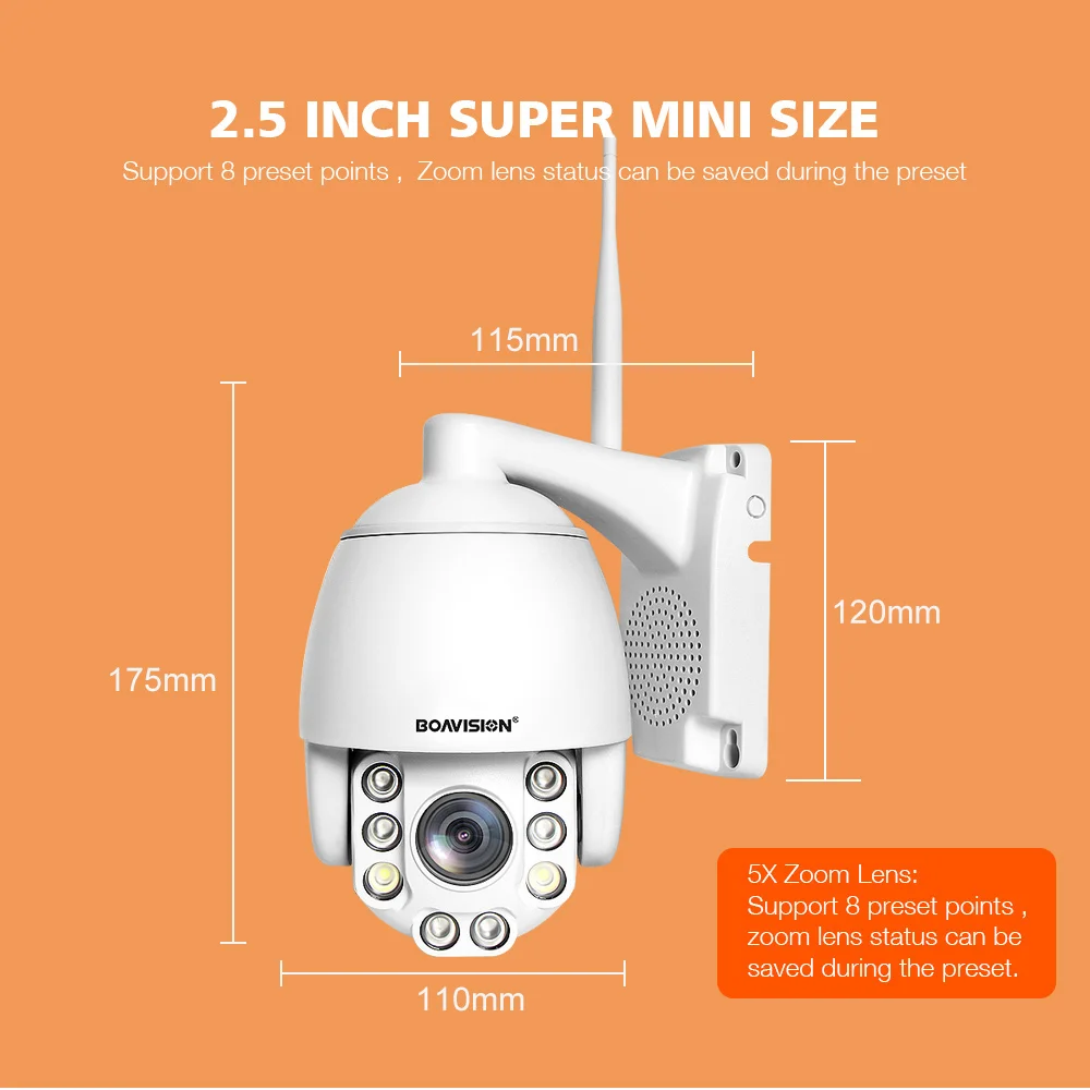 5X оптический зум Беспроводная PTZ IP камера Wifi 1080P 5MP двухстороннее аудио наружное видео наблюдение домашняя камера безопасности P2P CamHi